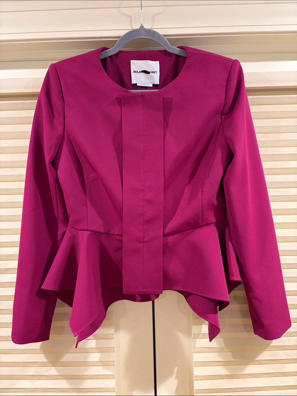 NWOT Roland Mouret Magenta Peplum Blazer, Size US 6